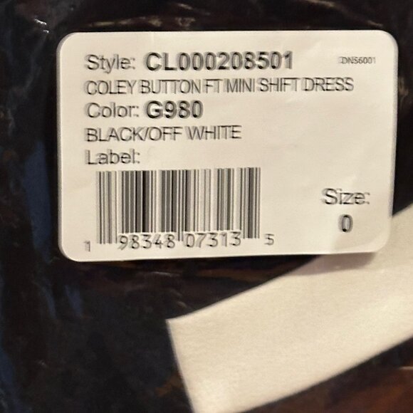 NWT Alice & Olivia Coley Button Mini Shift Dress Black/White Women Size 0 - Picture 10 of 15